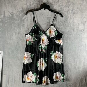Babydoll Women's Slip Dress XL Black‎ Floral Strappy Y2K Style NWT
